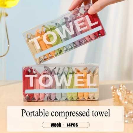 PACK OF 1 (14 PCS) Compressed Disposable Towel