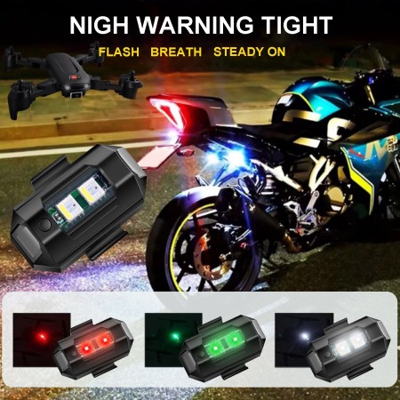 Mini Airplane Strobe Lights Motorcycle LED Anti-collision Light 4 Colors RGB Indicator Lights USB Rechargeable